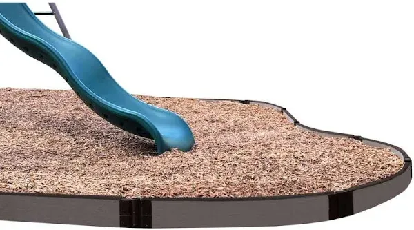 Tool-Free Weathered Wood Curved Playground Border 16', 1" Profile