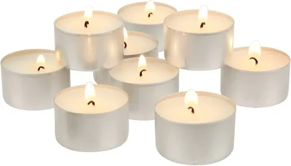 Stonebriar 100 Pack Unscented 8 Hour Extended Burn Time Tea Light Candles, White