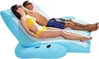 Two Person Inflatable Pool Recliner Adult Pool Lounger Float with Cup Holder - Heavy Duty Pool & Lake Floats for Adults - Lounge Floats for Adults, Pool Floats Adult Must-Haves by 4E's Novelty