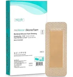 Bordered Silicone Foam Dressing 2&#034;x 5&#034; (1.2&#034; x 3.4&#034; Centerpad), Box of 5 #S6