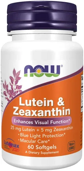 NOW Supplements Lutein & Zeaxanthin - Supports Eye Health, GMP Certified - 60 Softgels (2 Pack)