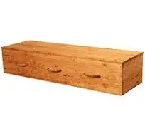 Titan Casket Eco-Friendly Unfinished White Pine Box Casket with Wooden Handles - Handcrafted, Biodegradable Funeral Coffin, Fits Standard Burial Vaults