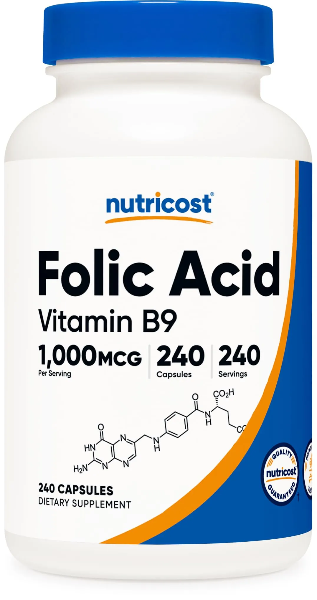 Nutricost, Folic Acid, 1,000 mcg, 30 Capsules