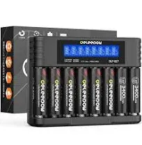 Deleepow 3400mWh Lithium Batteries AA 4 Count 1.5V Rechargeable AA Batteries with Charger Support Various Battery 1500 Cycle Pre-Charged