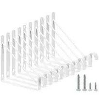 Home Master Hardware Heavy Duty Closet Shelf & Rod Brackets, Wall Mounted Closet Shelves Bracket with Rod Shelving Support, White with Screws 10-Pack