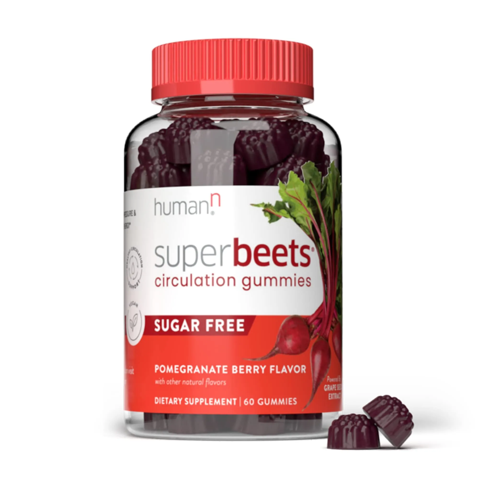 HumanN SuperBeets Sugar-Free EXP 2025 Free Shipping, Pomegranate Berry, 60ct