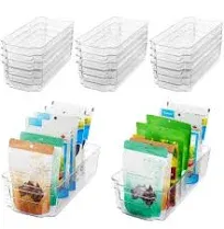 HOOJO Refrigerator Organizer Bins 14pcs Clear Plastic Bins For Fridge, Freezer, Kitchen Cabinet, Pantry Organization and Storage