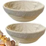 Roesha 9 inch Round Bread Banneton Proofing Basket Set of 2 – Bread Baking Kit Sourdough Proofing Basket for Artisanal Bread – Bread Making Tools for