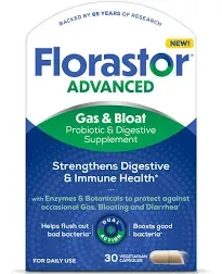 Florastor Advanced Gas & Bloat Vegetarian Capsules 30 ct