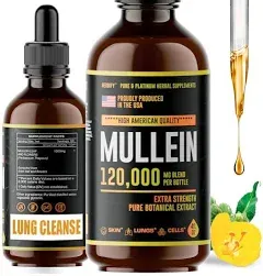 HERBIFY Mullein Drops Lung Cleanse Leaf Extract Powerful Mullein for Immune