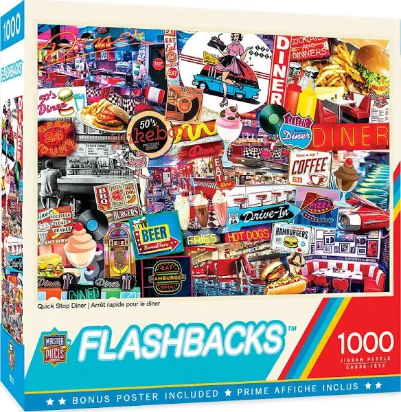 MasterPieces Jigsaw Puzzle; Quick Stop Diner - Flashbacks series; 1000 pieces