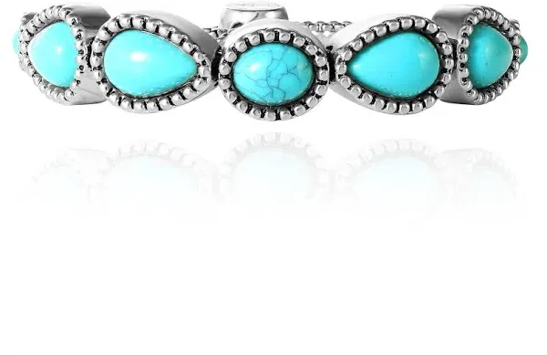 Jessica Simpson Womens Turquoise Stone Slider Bracelet - Oxidized Gold-Tone Lariat Bracelet with Turquoise Accents