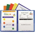 C-Line® Classroom Connector Folders, 11 x 8.5, Clear/Assorted, 6/Pack