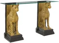 Design Toscano Royal Egyptian Cheetahs Sculptural Glass-Topped Console