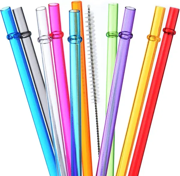 10.5 in Long Rainbow Colored Reusable Tritan Plastic Replacement Straws