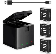 Enduro Battery 3-Pack for GoPro Hero 12 Black, Hero 11 Black, Hero 10 Black, Hero 9 Black