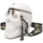 White Fashion Gothic Skull Crossbody Purse Bag