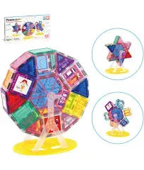 PicassoTiles Magnet Tile Building Blocks Ferris Wheel Rotating Playset