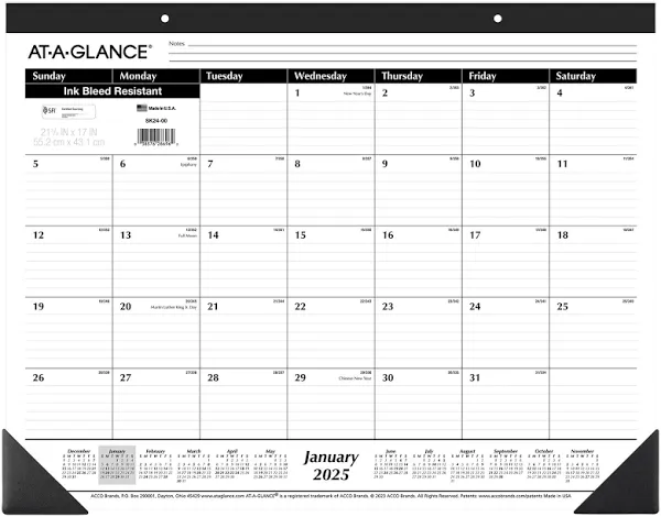 At-A-GLANCE Academic Year Ruled Desk Pad