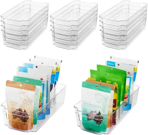 Refrigerator Organizer Bins - 14Pcs Clear Plastic Bins for Fridge, Freezer