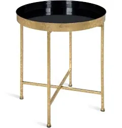 Kate and Laurel Celia 18-Inch Round Metal Foldable Tray Accent Table