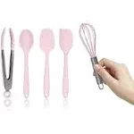 Set of Five Pink and Gunmetal Silicone MINI Kitchen Utensil Set