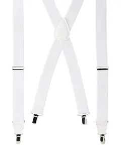 Fully Elastic Adjustable Suspenders Silver & Black New With Tags Faux Leather