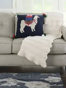 Mina Victory Holiday Llama Throw Pillow