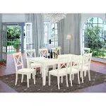 East West Furniture Logan 9-Piece Dining Set with Leather Chairs