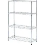 Alera - Residential Wire Shelving, Four-Shelf, 36W x 14D x 54H, Silver