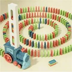 Kids Games Domino Train Toys: 180PCS Automatic Mexican Dominoes Stacking Crea...