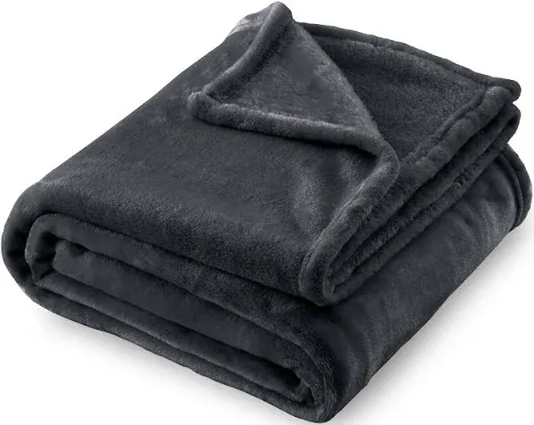 SOCHOW Flannel Fleece Blanket Throw Size All Season Lightweight Super Soft Cozy Blanket for Bed or Couch Dark Grey 50x60 inch