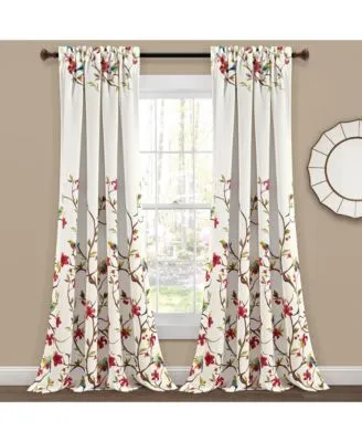 Neela Birds Light Filtering Window Curtain Panels