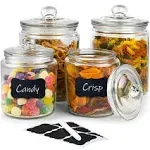 Glass Cookie Jar - Glass Apothecary Jars With Lids - Canister Sets For Kitchen Counter - Glass Candy Jars - Glass Canisters Set Of 3 - Sugar Containers For Countertop (3 pack 32oz)