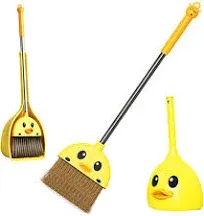 Mini Broom and Dustpan Set for Kids - Cute Yellow Duck for Girls &amp; Boys - 