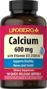 Calcium 600 mg with Vitamin D3 2500 IU, 100 Quick Release Softgels, 2  Bottles