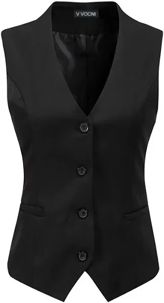 Design by Olivia Women's Fully Lined Button Up V-Neck Tuxedo Suit Vest Waistcoat