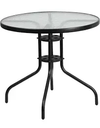 Flash Furniture Bellamy 31.5'' Round Tempered Glass Metal Table