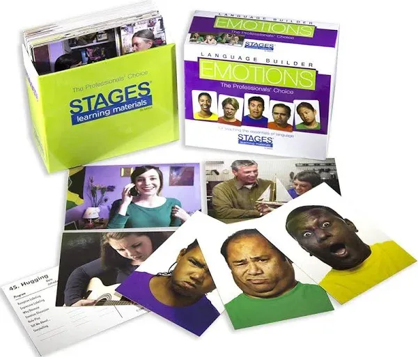 Stages Learning Materials Language Builder Emotion Picture Cards Expressions, Conversation, and Situation Photo Cards for Autism Education, ABA Therapy