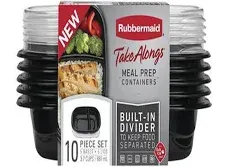 Rubbermaid Take Alongs Container Meal Prep Built In Divider - 5 Count