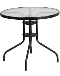 Clear/Black Round Metal Outdoor Bistro Table