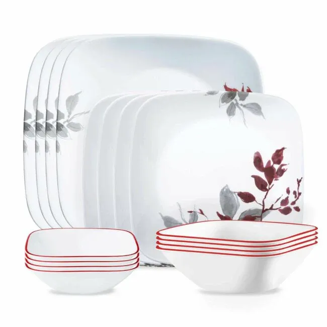 Corelle Boutique Vitrelle Dinnerware Set Kyoto Leaves 16 Pc