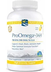 Nordic Naturals, ProOmega 3-6-9, Lemon, 1,000 mg, 120 Softgels (500 mg per Capsule)