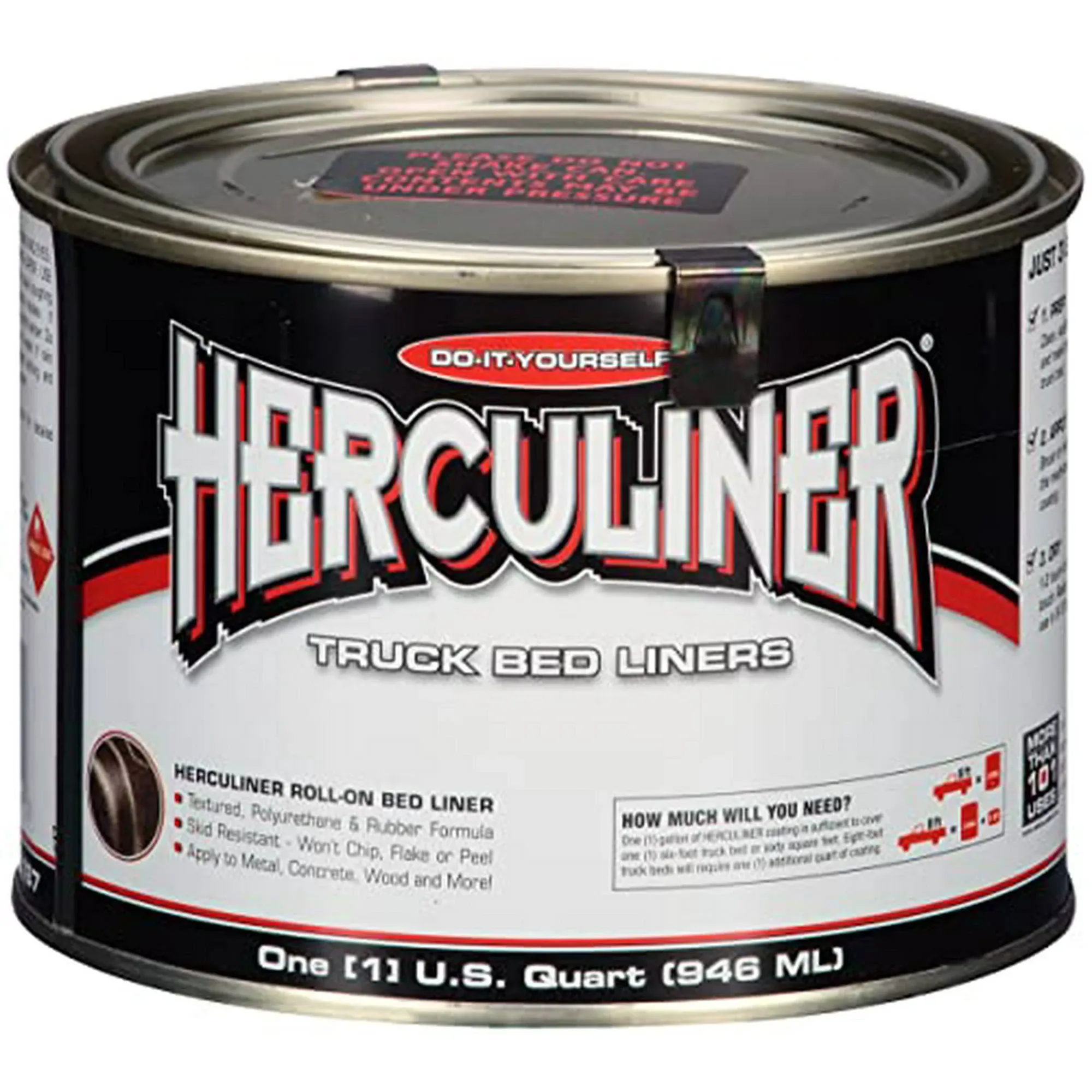 Herculiner HCL1B7 Brush-on Bed Liner - 1 Quart (32 Ounces) Black