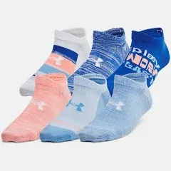 Under Armour Kids' Essential 6 Pack No Show Socks Youth Small Blue