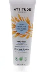 Sensitive Skin Body Cream Fragrance-Free  8.1 Oz By Attitude