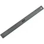 JAM PAPER Strong Aluminum Ruler - 12 Inch - Metal Ruler with Non-Skid Cork Backing - Grey Metallic - Sold Individually