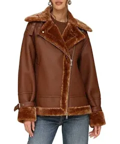 Oversized Faux Shearling Biker Jacket