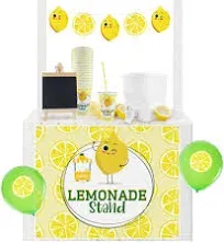 Lemonade Stand Supplies, Lemonade Stand Kit, Includes 3.5L Drink Dispenser, Lemonade Cups, Paper Straws, Garland, Latex Balloons, Board, Lemonade Banner (Stand NOT Included)