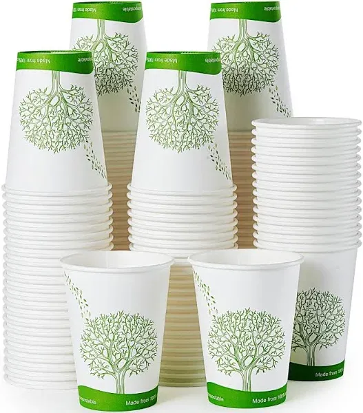 ECOLipak 240 Count 12 oz Compostable Paper Cups, Biodegradable Disposable Paper Coffee Cups with PLA Lined, Eco-friendly Hot Paper Cups for Party, Picnic,Travel,and Events